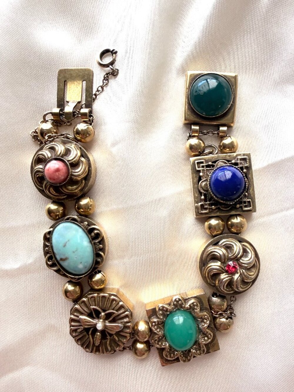 Signed vintage Reinad Slide Charm Bracelet